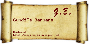 Gubás Barbara névjegykártya