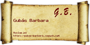 Gubás Barbara névjegykártya